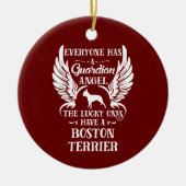Boston Terrier Dog Guardian Angel Keramisch Ornament (Voorkant)