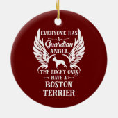 Boston Terrier Dog Guardian Angel Keramisch Ornament (Achterkant)