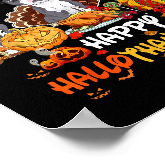 Boston Terrier Dog Happy Halloween Thanksgiving Ch Poster (Hoek)