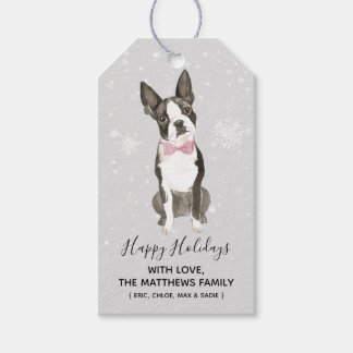 Boston Terrier Dog Holiday Christmas Gift Label Cadeaulabel
