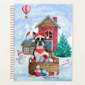 Boston Terrier Dog in het sneeuwkersthondenhuis Planner (Voorkant)