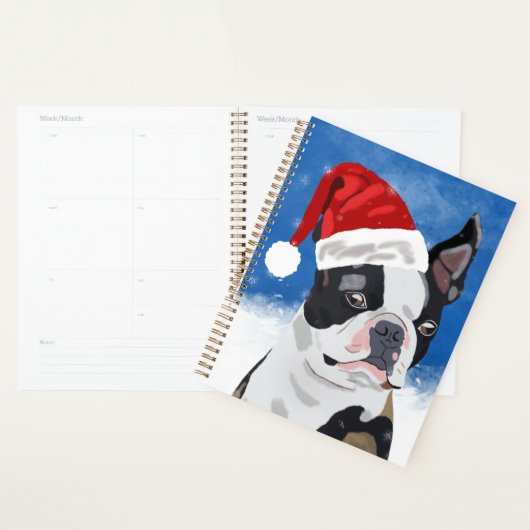 Boston Terrier Dog in Sneeuwfeest Happy Holiday Planner (Display)