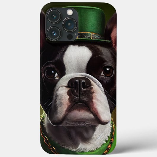 Boston Terrier dog in St. Patrick's Day Dress Case-Mate iPhone Case (Achterkant)