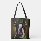 Boston Terrier dog in St. Patrick's Day Dress Draagtas (Achterkant)