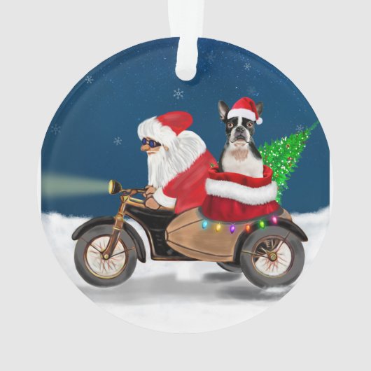 Boston Terrier Dog kerstkerstkerstkerstbedekking Ornament (achterkant)