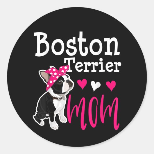 Boston Terrier Dog Mam Owner Cute Funny Ronde Sticker (Voorkant)