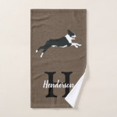 Boston Terrier Dog Monogram Nom (Serviette à main)