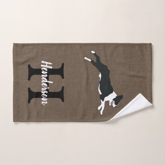 Boston Terrier Dog Monogram Nom (Serviette à main)