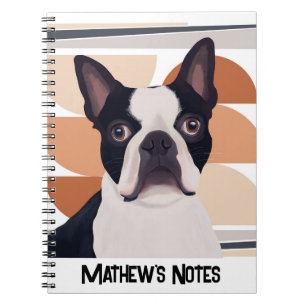 Boston Terrier Dog - Oranje geometrische Notitieboek