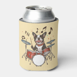 Boston Terrier Dog Playing Drums Blikjeskoeler