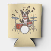 Boston Terrier Dog Playing Drums Blikjeskoeler (Voorkant)