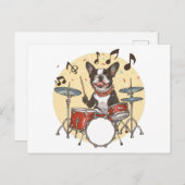 Boston Terrier Dog Playing Drums Briefkaart (Voorkant / Achterkant)