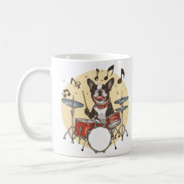 Boston Terrier Dog Playing Drums Koffiemok