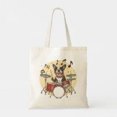Boston Terrier Dog Playing Drums Tote Bag (Achterkant)