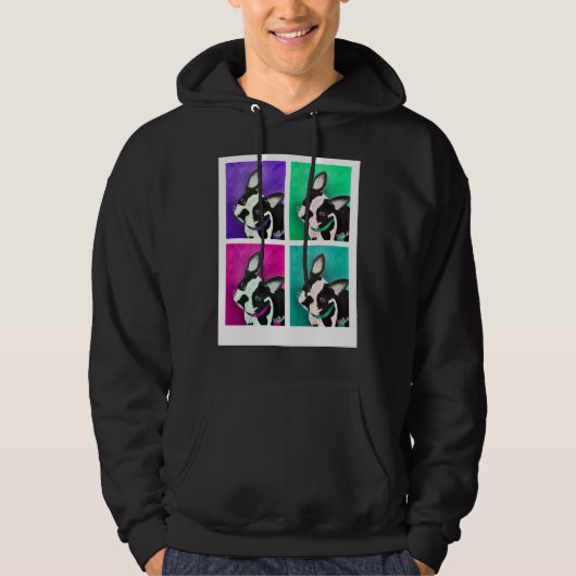 Boston Terrier Dog Pop Art Hoodie (Voorkant)