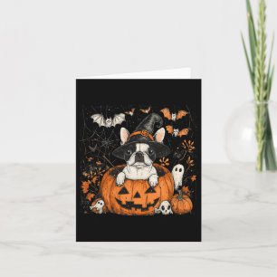 Boston Terrier Dog Pumpkin Halloween Thanksgiving Kaart