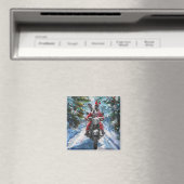 Boston Terrier Dog Riding Motorfiets Kerstmis Magneet (Insitu (Vaatwasser))