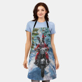 Boston Terrier Dog Riding Motorfiets Kerstmis Schort (Gedragen)