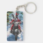Boston Terrier Dog Riding Motorfiets Kerstmis Sleutelhanger (achterkant)