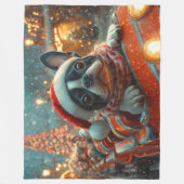 Boston Terrier Dog Roller Onderzetter Kerst Fleece Deken (Voorkant)