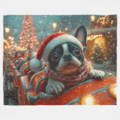Boston Terrier Dog Roller Onderzetter Kerst Fleece Deken (Voorkant (Horizontaal))
