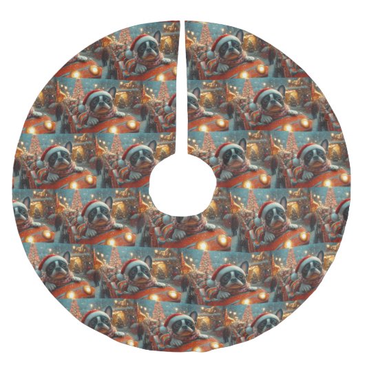 Boston Terrier Dog Roller Onderzetter Kerst Kerstboom Rok (Voorkant)