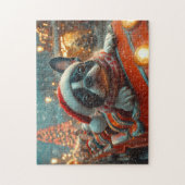 Boston Terrier Dog Roller Onderzetter Kerst Legpuzzel (Verticaal)