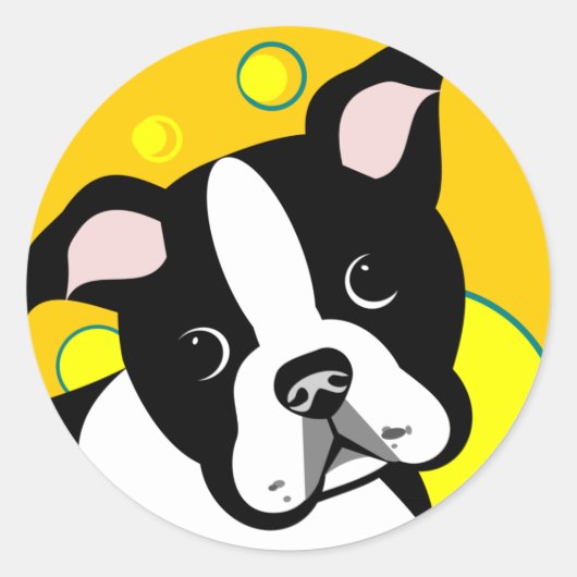 Boston Terrier Dog Ronde Sticker (Voorkant)