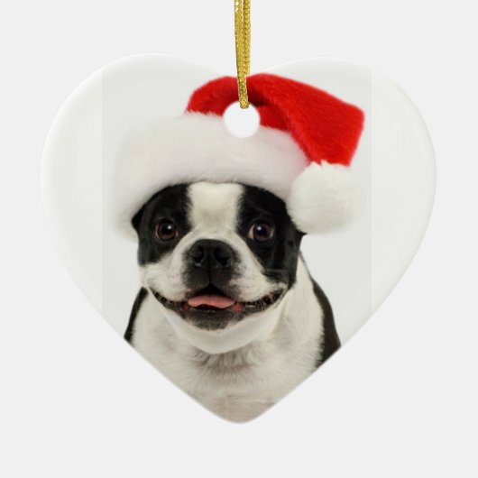 Boston Terrier Dog Santa Ornament (Voorkant)