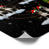 Boston Terrier Dog Santa Sleigh Flying Funny Chris Poster (Hoek)