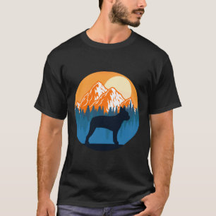 Boston Terrier Dog Silhouette Sunset Mountain Fore T-shirt
