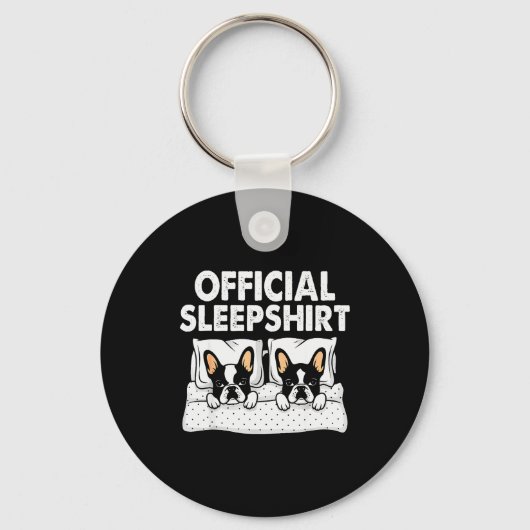 Boston Terrier Dog Sleep Pajamas Nightgown Sleutelhanger (Voorkant)