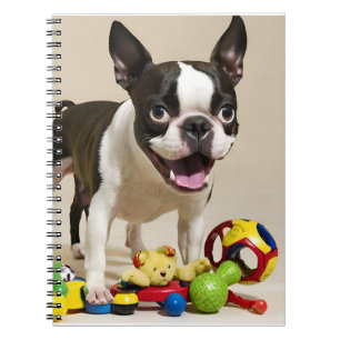 Boston Terrier Dog Spelen met Speelgoed Notitieboek