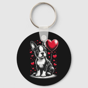 Boston Terrier Dog Valentijnsdag Dog Owner Valen Sleutelhanger