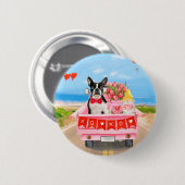Boston Terrier Dog Valentijnsdag Truck Hearts Ronde Button 5,7 Cm (Voorkant /achterkant)