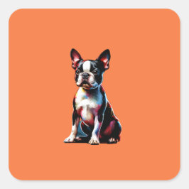 Boston Terrier Dog Vierkante Sticker