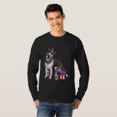 Boston Terrier Dog Wearing 4th of July Sunglasses T-shirt (Voorkant volledig)