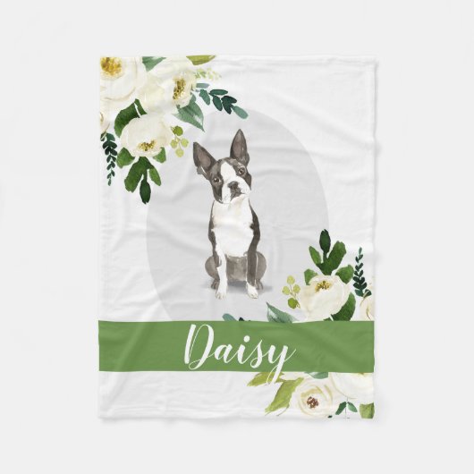 Boston Terrier Dog witte gepersonaliseerde waterve Fleece Deken (Voorkant)