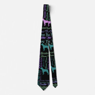 Boston Terrier Dog Word Art patroon Stropdas