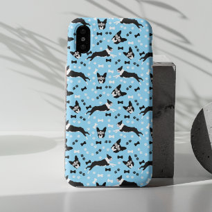 Boston Terrier Dogs Boston Terriers Pattern BLUE iPhone 11 Pro Hoesje