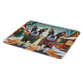 Boston Terrier Dogs Christmas Snow Holiday Snijplank (Hoek)