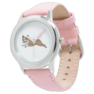 Boston Terrier Dogs Fawn Boston Terrier Running Horloge