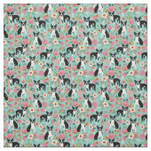 Boston Terrier dogs  florals Stof (Swatch)