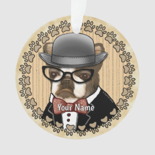 Boston Terrier draagt een bril Ornament