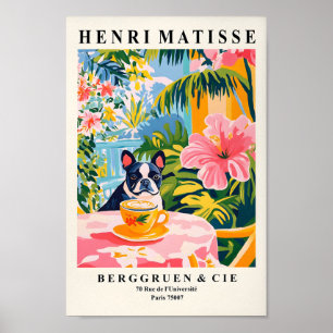 Boston Terrier Drink koffie, grappige hondenmuurku Poster