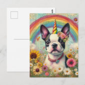 Boston Terrier Eenhoorn Briefkaart (Voorkant / Achterkant)