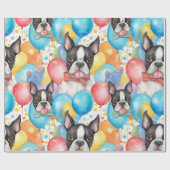 Boston Terrier en ballonnen Cadeaupapier (Vlak)