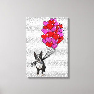 Boston Terrier en ballonnen Canvas Afdruk