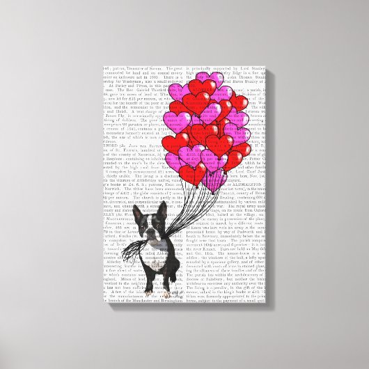 Boston Terrier en ballonnen Canvas Afdruk (Voorkant)