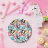 Boston Terrier en ballonnen Papieren Bordje (Feest)